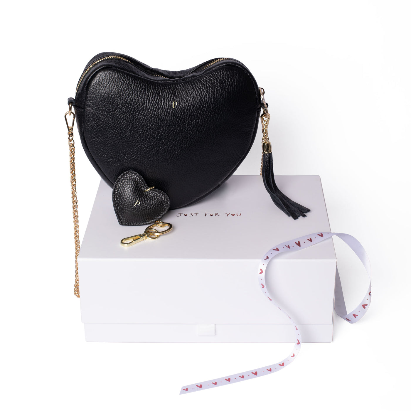 Black Ella Heart Bag & Keyring Gift Set