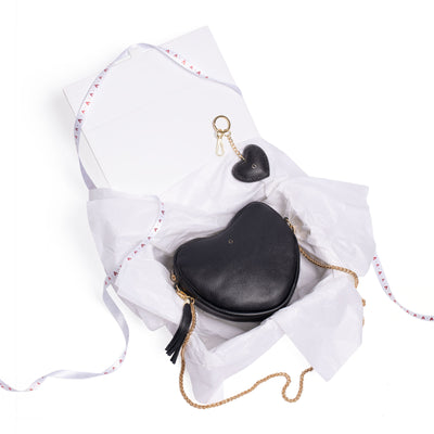 Black Ella Heart Bag & Keyring Gift Set