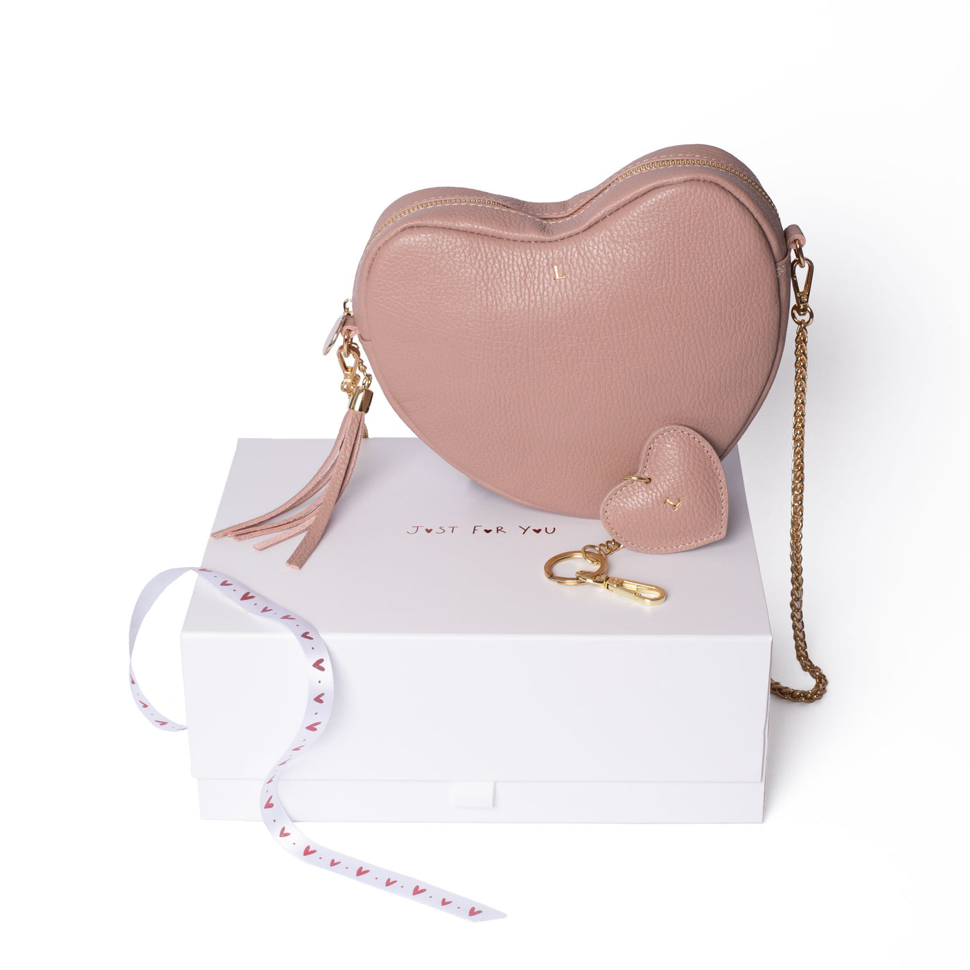 Dusky Pink Ella Heart Bag & Keyring Gift Set