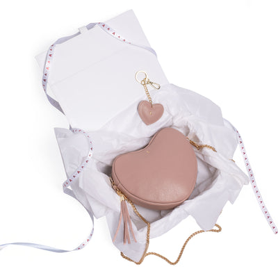 Dusky Pink Ella Heart Bag & Keyring Gift Set