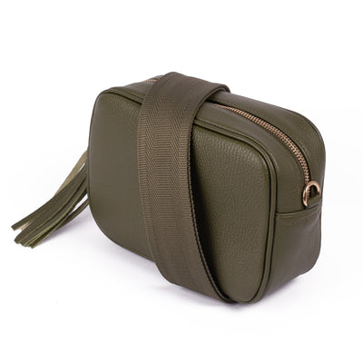 Leather Lady Cross Body Bag with Fabric Strap